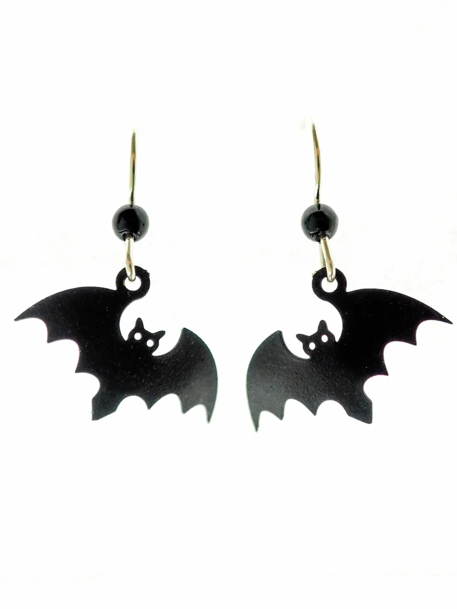 Bat Earrings – Enamel/Acrylic Drop — image 1 of 4