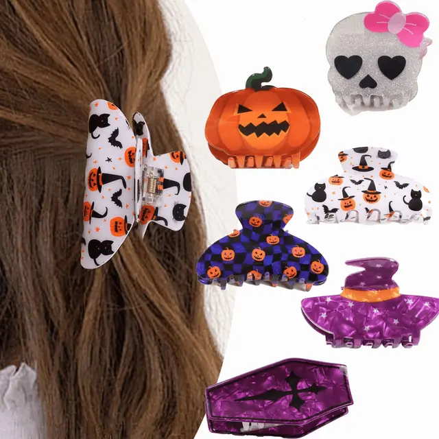 Halloween Hair Clips Set – Bat/Ghost 6pc