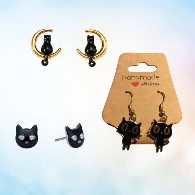 Black Cat Stud Earrings