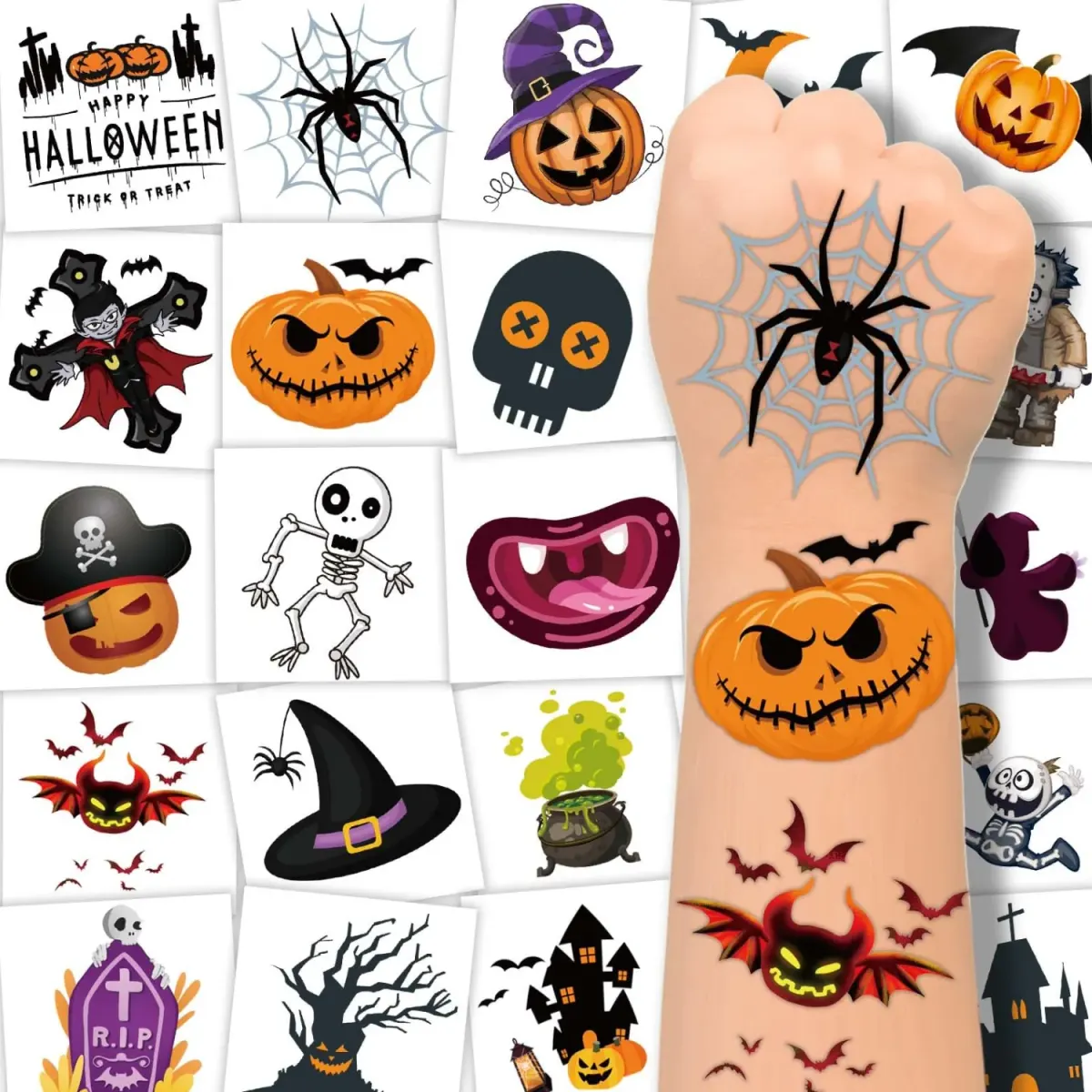 Halloween Temporary Tattoos – 100 Pack — image 1 of 4