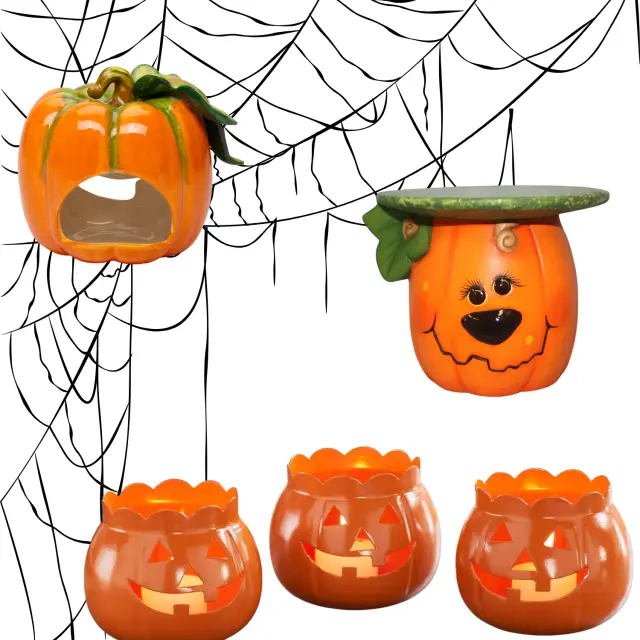 Jack-o-Lantern Candle Holder – Ceramic