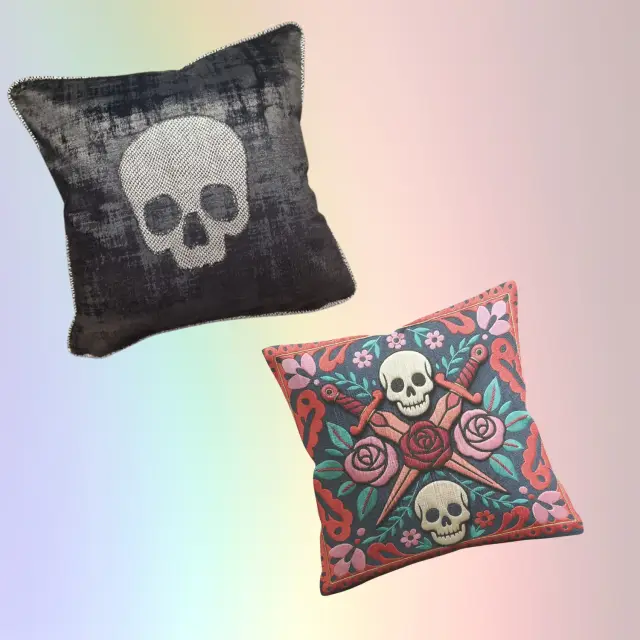 Skull Print Cushion Cover – Pair 16×16