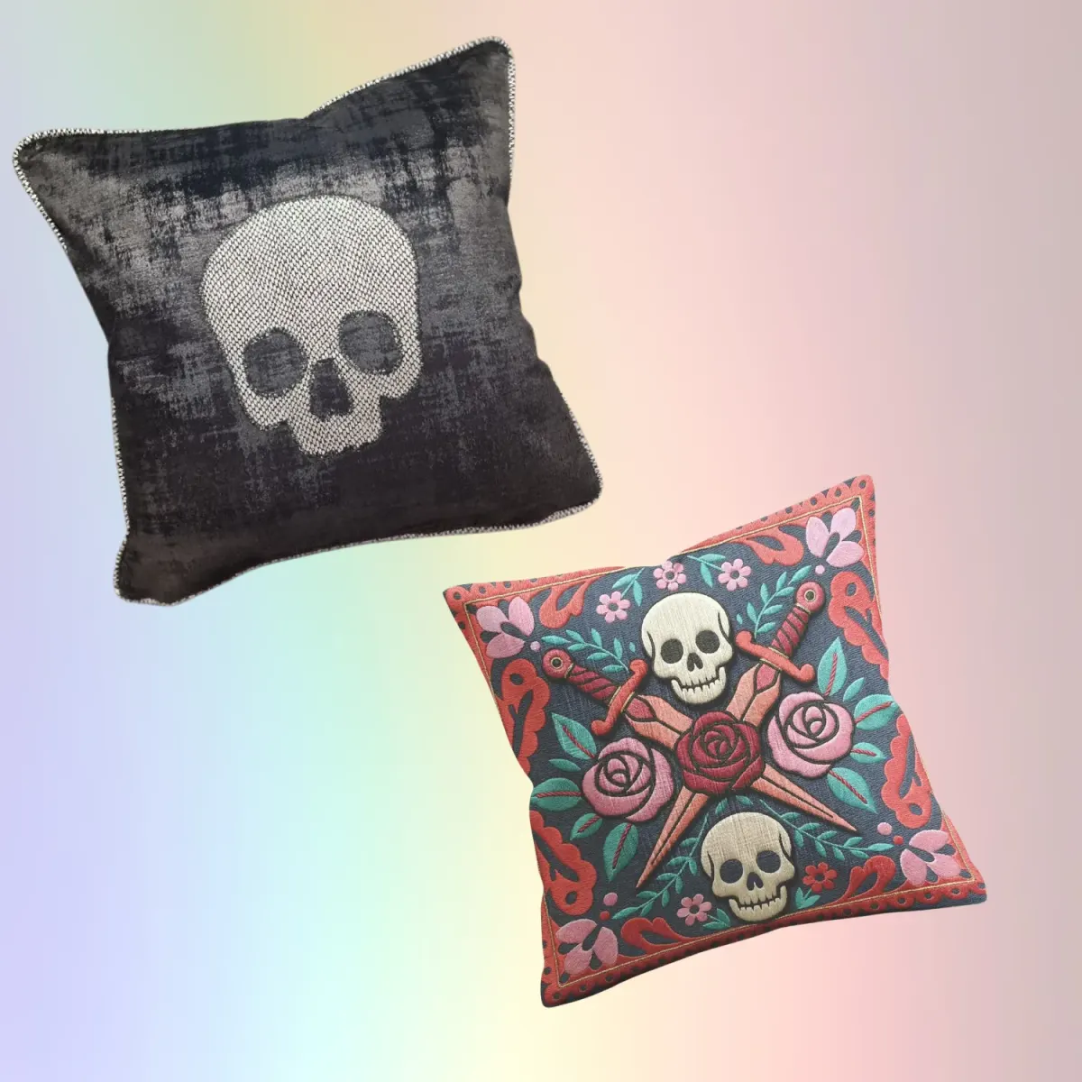 Skull Print Cushion Cover – Pair 16×16 — image 1 of 4
