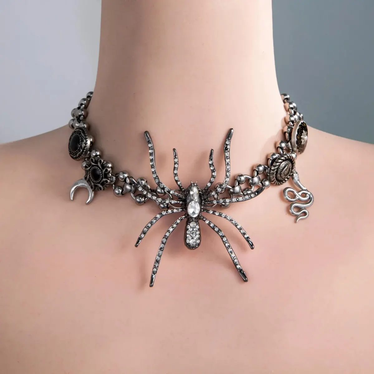 Spider Web Choker Necklace – Black — image 1 of 4