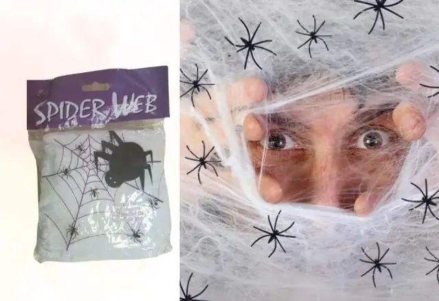 Spider Web Deco + Plastic Spiders (Large Pack)