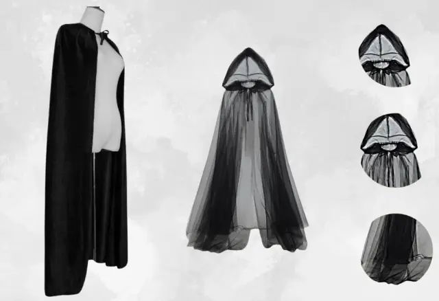 Witch Cape – Black Satin Adult