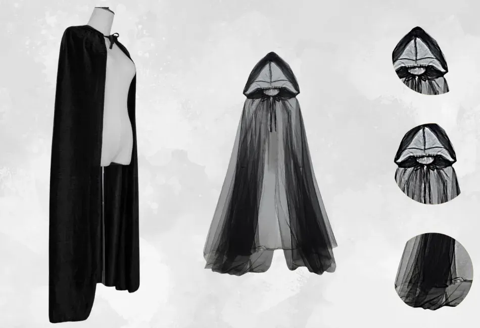Witch Cape – Black Satin Adult — image 1 of 4