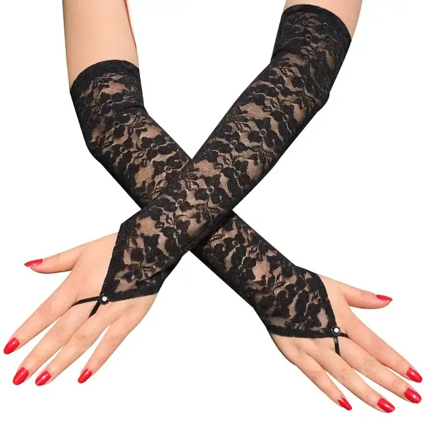 Witch Fingerless Gloves – Lace Black